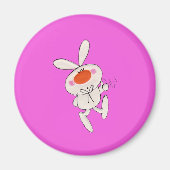 Happy Dancing Niedliches Weißes Kaninchen Magnet (Vorne)