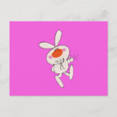 Happy Dancing Niedliches Weißes Kaninchen Postkarte (Vorderseite)