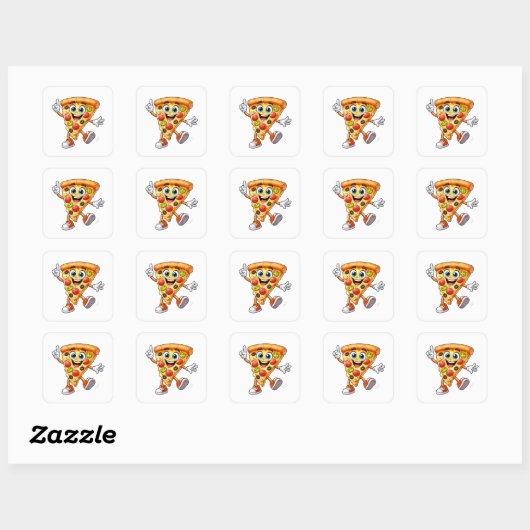 Happy Dancing Pizza Slice Cartoon Sticker (Blatt)