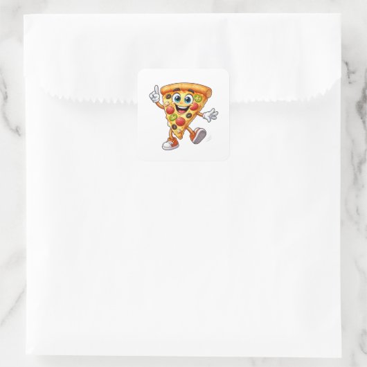 Happy Dancing Pizza Slice Cartoon Sticker (Tasche)