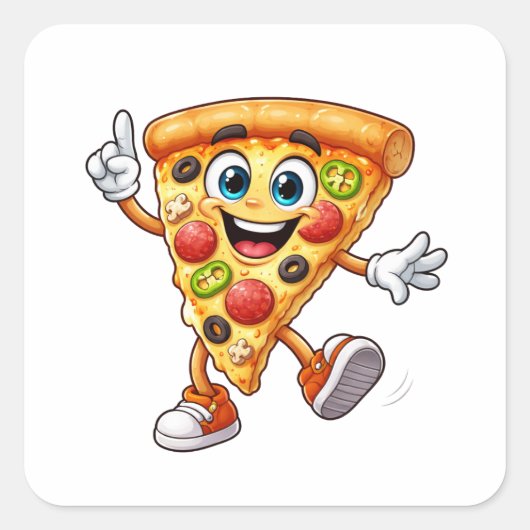 Happy Dancing Pizza Slice Cartoon Sticker (Vorderseite)
