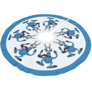 Happy Dancing Reindeer Holiday Polyester Weihnachtsbaumdecke