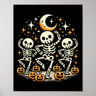 Happy Dancing Skeleton Halloween Pumpkin Women's F Poster