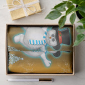 Happy Dancing Snowmen Golden Christmas Seidenpapier (Geschenk)
