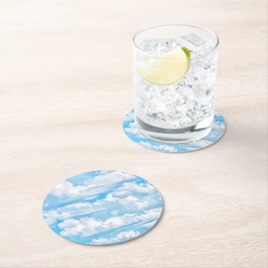 Happy Dancing Sunny Clouds Decor Runder Pappuntersetzer (Vor Ort)