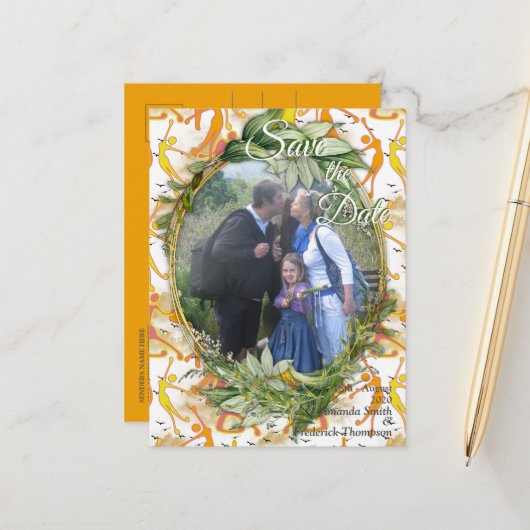 Happy Dancing Yoga Girls Ankündigungspostkarte (Vorderseite/Rückseite Beispiel)