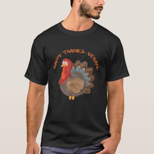 Happy Danke Vegan Funny Pflanze basiert Erntedank T-Shirt (Vorderseite)
