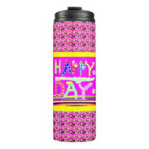 Happy Day Art Design Zucker Bonbons brüchige Farbe Thermosbecher