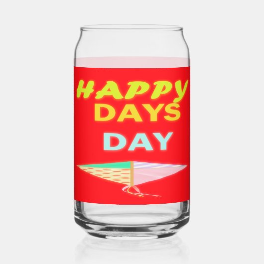 HAPPY DAY GROSSE BRITE FARBEN MIT WORD MESSAGE RED DOSENGLAS (Vorderseite)