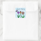 Happy Day Hübsch Blume Square Sticker (Tasche)