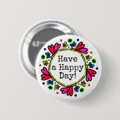 Happy Day Hübsch Heart Border Button (Vorne & Hinten)