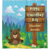 Happy Day in Wald Duschvorhang (Vorderseite)