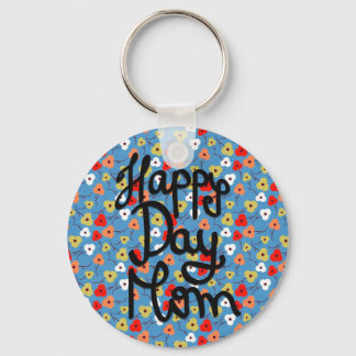 Happy Day Mama farbenfrohe florale Blume Muttertag Schlüsselanhänger