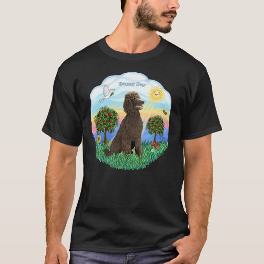 Happy Day mit einer Standard Poodle Chocolate T-Shirt (Vorderseite)