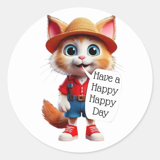 Happy Day Runder Aufkleber (Vorderseite)