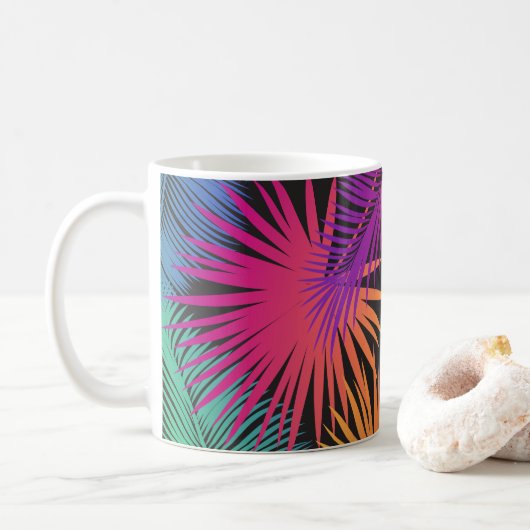 Happy Day Travel Tropical Palm Blätter Jungle Kaffeetasse (Mit Donut)