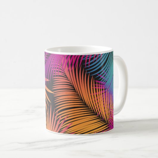 Happy Day Travel Tropical Palm Blätter Jungle Kaffeetasse (VorderseiteRechts)