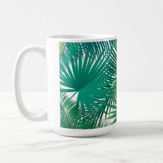 Happy Day Travel Tropical Palm Blätter Jungle Kaffeetasse (Links)
