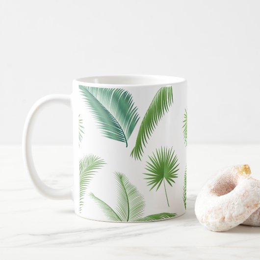 Happy Day Travel Tropical Palm Blätter Jungle Kaffeetasse (Mit Donut)