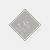 Happy Day Wedding Graue Empfang Party Serviette (Ecke)