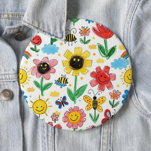 Happy Days - Fröhliche Blume und Freundschaftsmust Button (Beispiel)