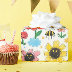 Happy Days - Fröhliche Blume und Freundschaftsmust Geschenkpapier