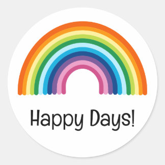 Happy Days Minimalistisch Rainbow Positivity Runder Aufkleber