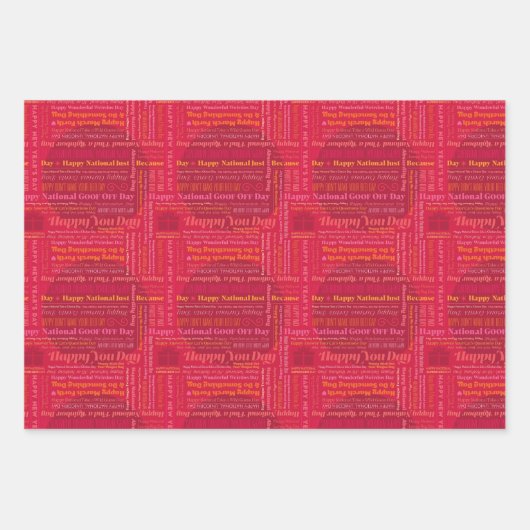 Happy Days Wrap: rot, gelb, blau Geschenkpapier Set (Vorderseite)