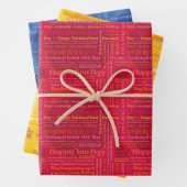 Happy Days Wrap: rot, gelb, blau Geschenkpapier Set (Beispiel)