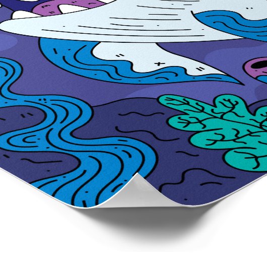 Happy Deep Sea Shark Poster (Ecke)