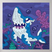 Happy Deep Sea Shark Poster (Vorne)