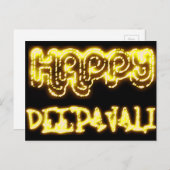 Happy Deepavali Neon Gold Diwali Lights Typografie Postkarte (Vorne/Hinten)
