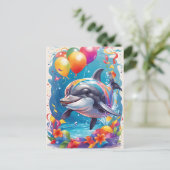 Happy Delphin lächeln und feiern | Karte (Stehend Vorderseite)