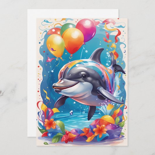 Happy Delphin lächeln und feiern | Karte (Vorne/Hinten)