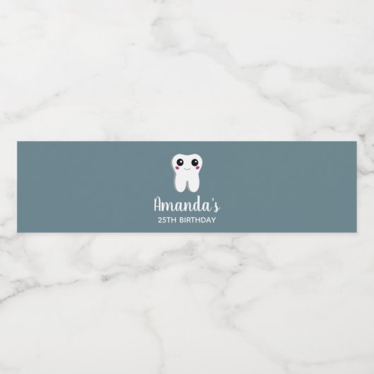 Happy Dental Tooth lächeln Geburtstag Wasserflaschenetikett (Einzelnes Label)