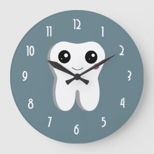 Happy Dental Tooth Lächeln Niedlich Zeichnend Große Wanduhr