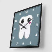 Happy Dental Tooth Lächeln Niedlich Zeichnend Quadratische Wanduhr (Winkel)