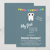 Happy Dental Tooth Mein erster Stand Einladung (Vorne/Hinten)