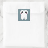 Happy Dental Tooth Niedlich Zeichnend Quadratischer Aufkleber (Tasche)