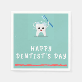 Happy Dentist's Day White Text aquamarin Serviette