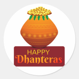 Happy Dhanteras Runder Aufkleber