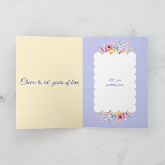 Happy Diamond Jubiläum nennt Blume blau Karte (Innenseite)