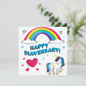 Happy Diaversary [Blue Unicorn] Karte (Stehend Vorderseite)