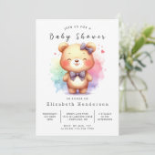 Happy Digital Bear Baby Dusche Einladung (Stehend Vorderseite)