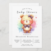 Happy Digital Bear Baby Dusche Einladung (Vorne/Hinten)