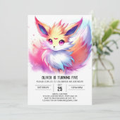 Happy Digital Fox Geburtstag Einladung (Stehend Vorderseite)