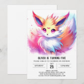 Happy Digital Fox Geburtstag Einladung (Vorne/Hinten)