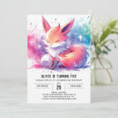 Happy Digital Fox Geburtstag Einladung (Stehend Vorderseite)