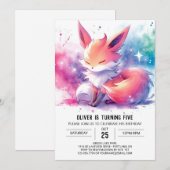 Happy Digital Fox Geburtstag Einladung (Vorne/Hinten)