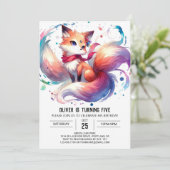 Happy Digital Fox Geburtstag Einladung (Stehend Vorderseite)